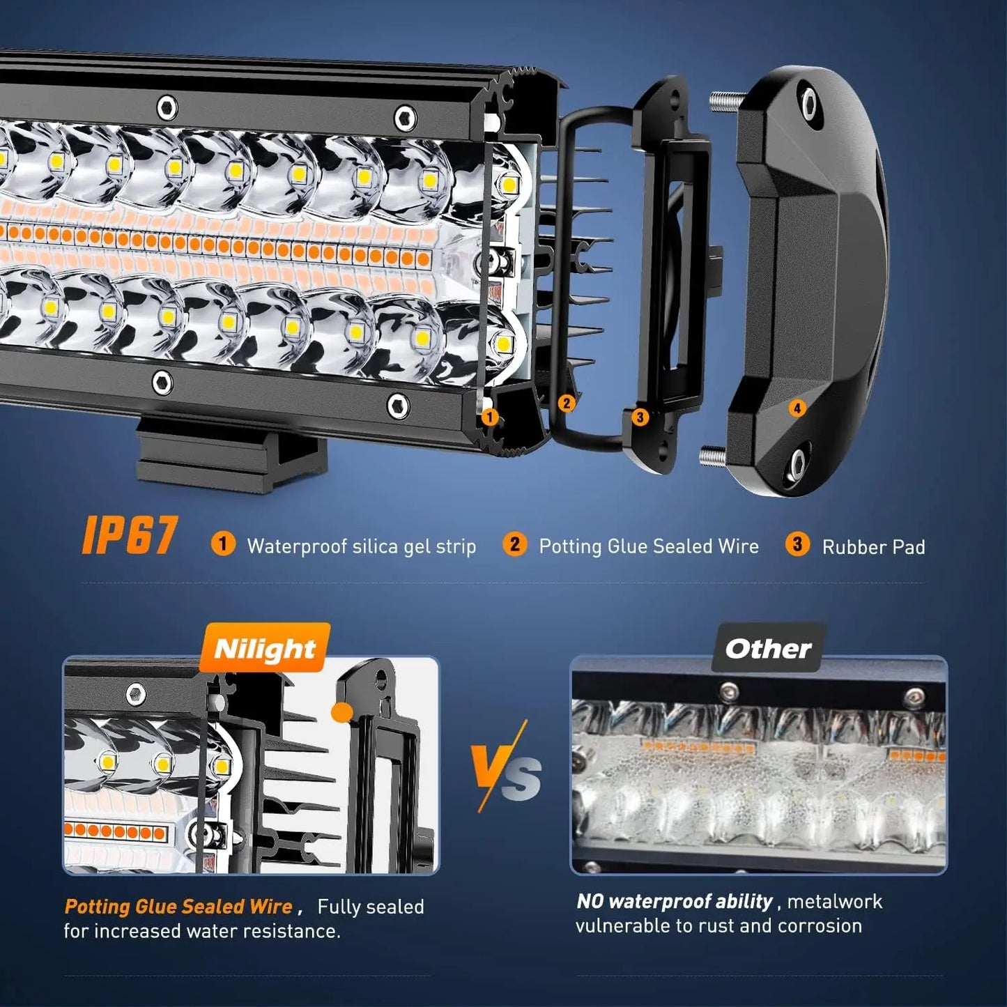 Nilight 300W LED Light Bar For Off Road With Memory