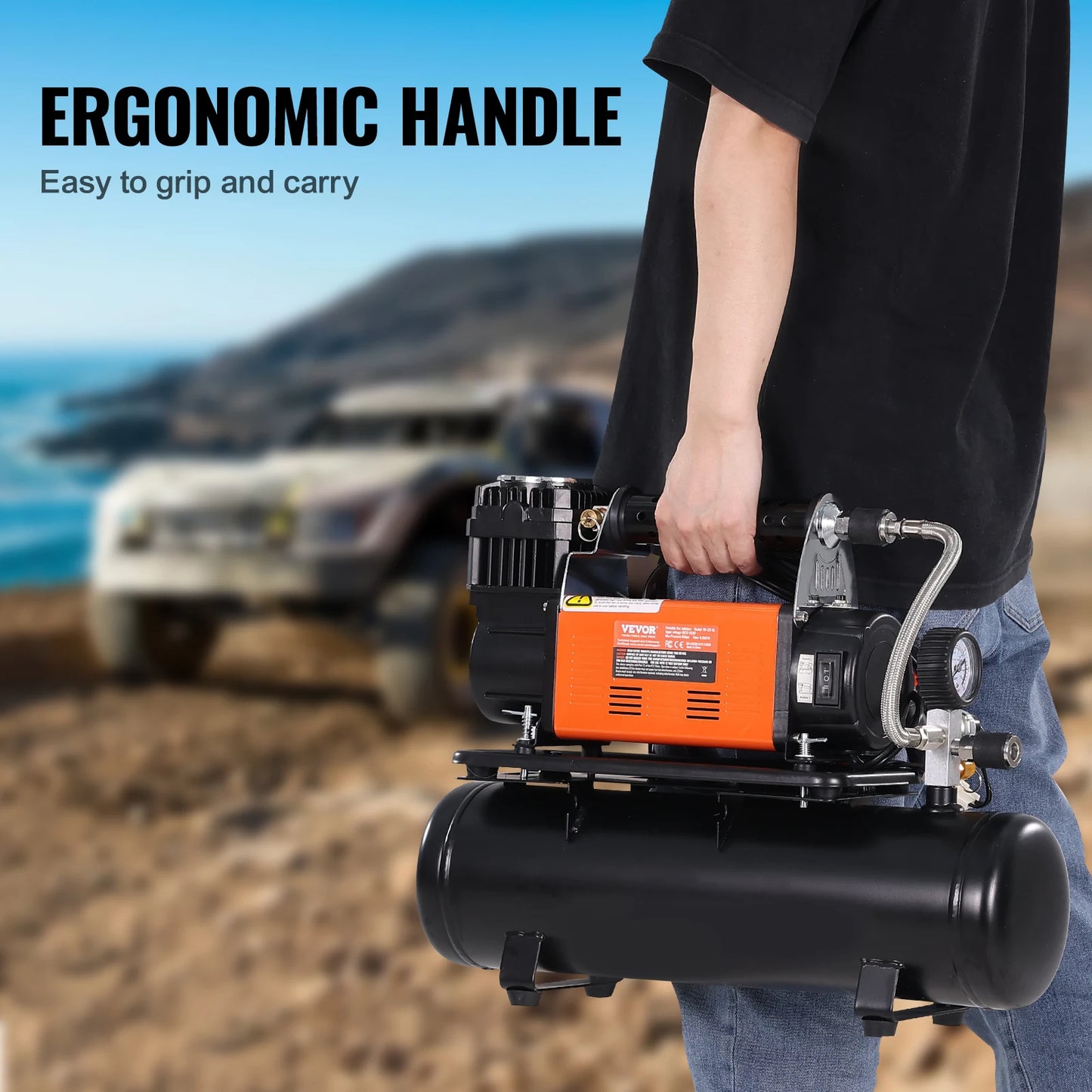 SucceBuy 12V Portable Heavy Duty Air Compressor With Tire Inflator