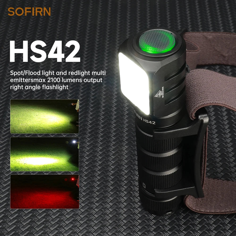 Sofirn HS42 Headlamp 2100 Lumen USBC Rechargeable SST40 Red Light