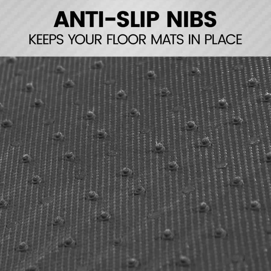 TwoTone Car Floor Mats With Faux Leather Heel Pad 4-Piece