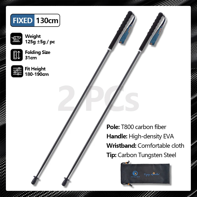 OKHEALING Lightweight Carbon Fiber Trekking Poles Telescopic Hiking Sticks