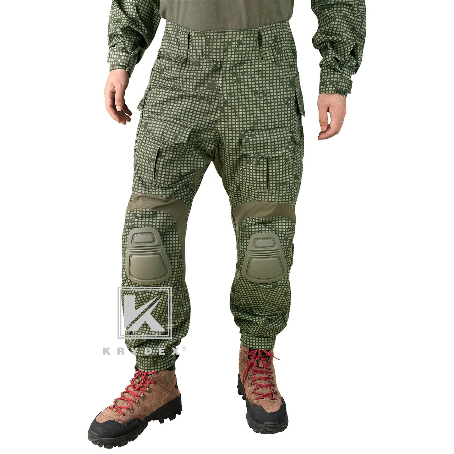 KRYDEX Camouflage Tactical Pants With Knee Pads For Outdoor Hunting