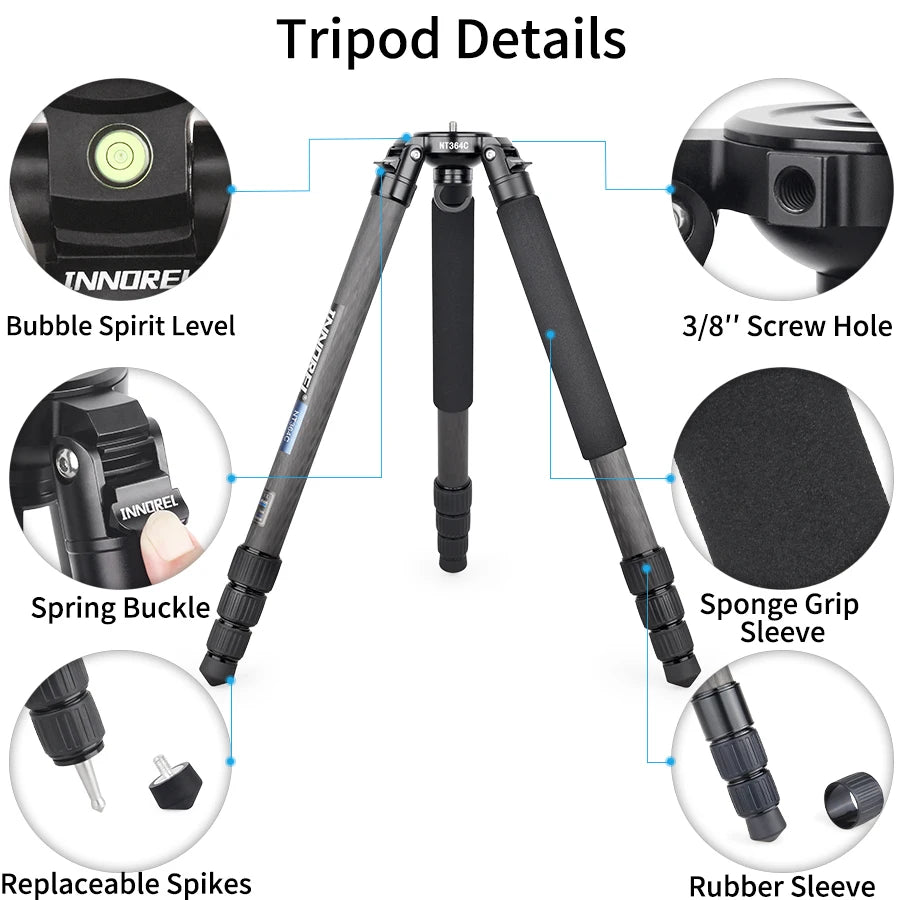 INNOREL NT364C Carbon Fiber Bowl Tripod For DSLR Video Camcorder