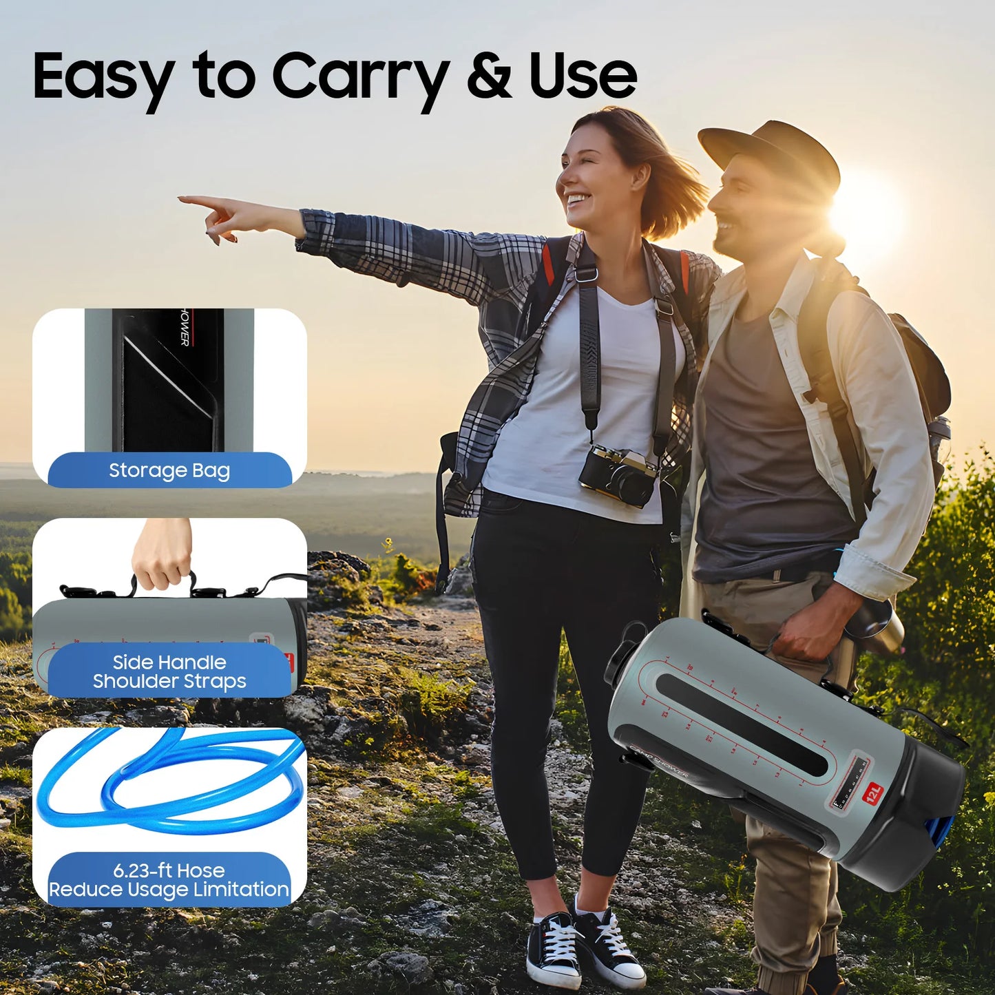 Bymaocar Portable Camping Shower Bag For Outdoor Hiking Adventures