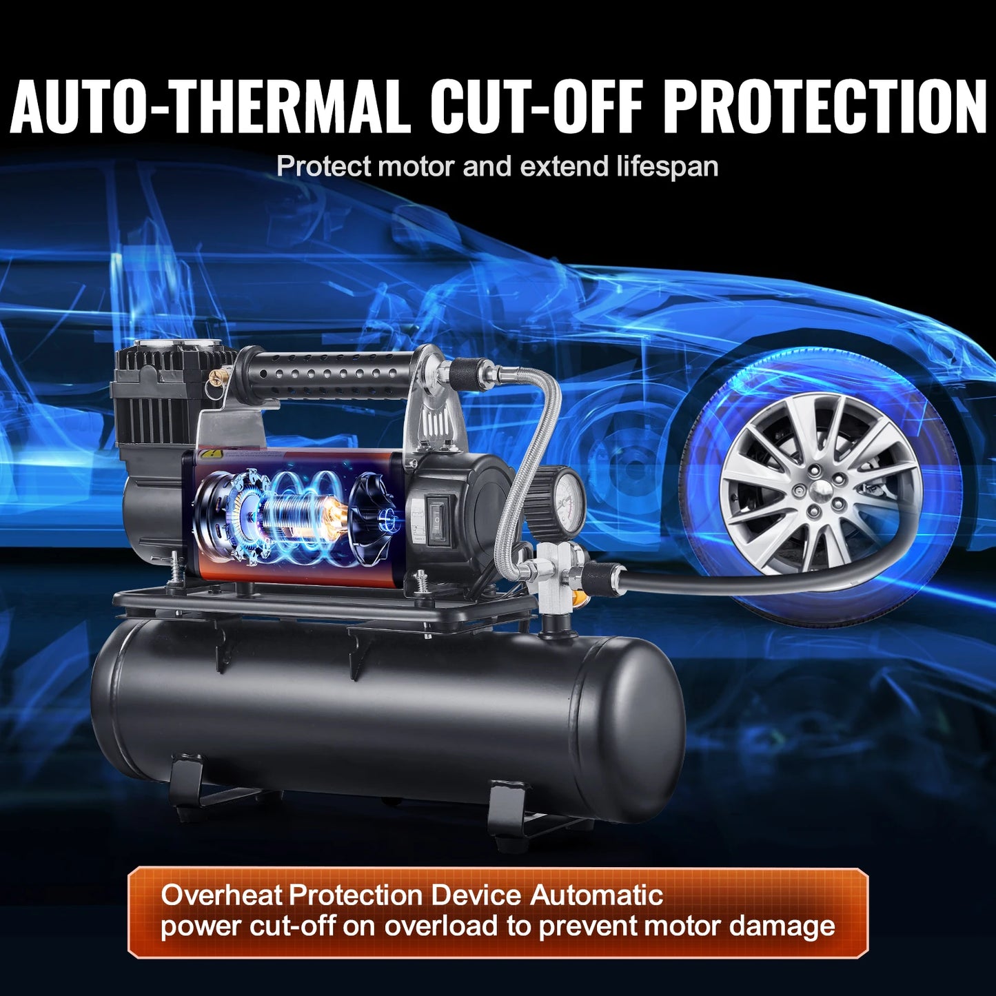 SucceBuy 12V Portable Heavy Duty Air Compressor With Tire Inflator