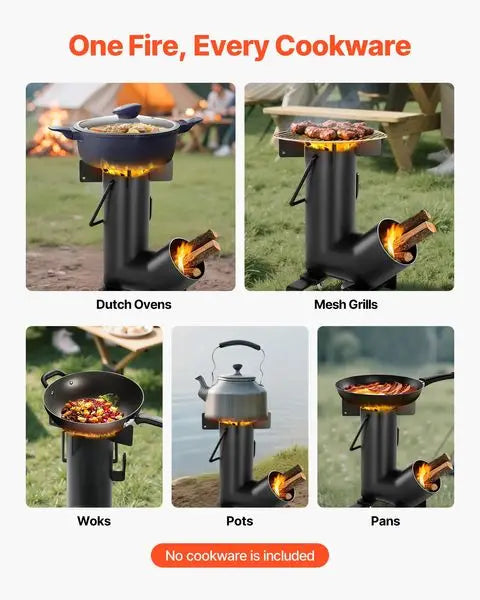 Camping Rocket Stove Portable Wood Burning Stove With Carry Bag