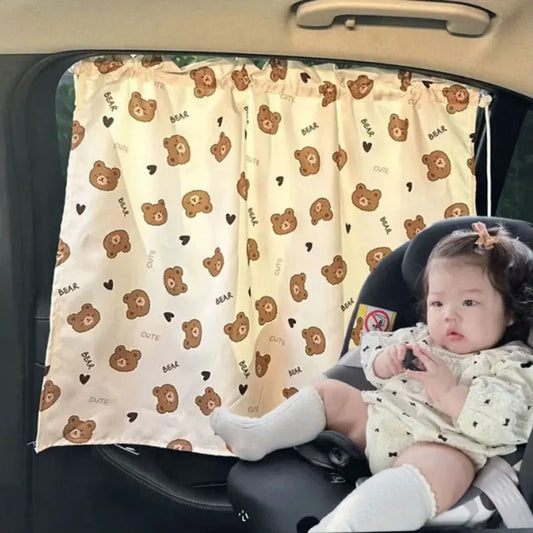 Car Window Sunshade Curtain Suction Cup Cartoon Uv Protection For Kids