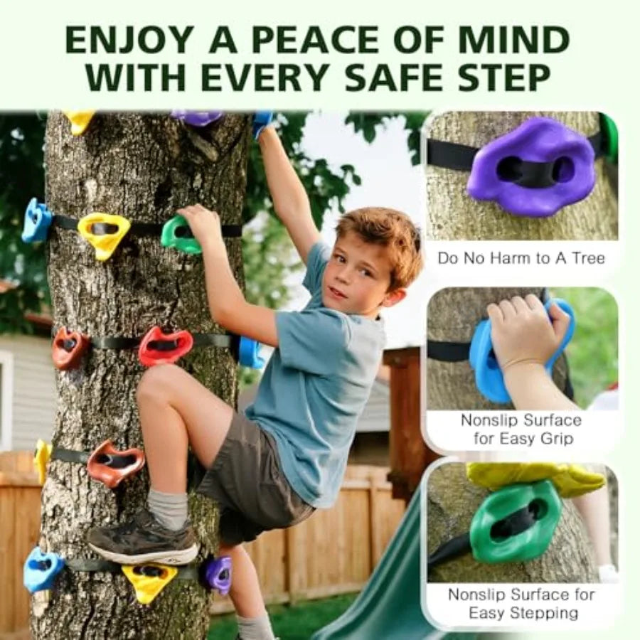 Ninja Tree Climbing Holds With Ratchet Straps For Obstacle Course