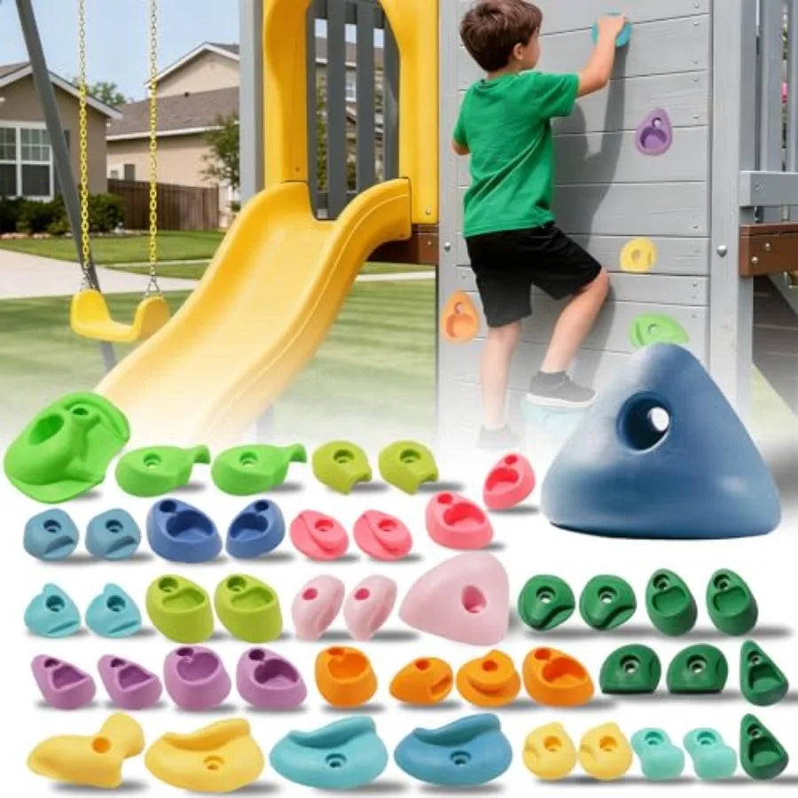 Rock Climbing Holds Set 32 Pieces For Indoor Outdoor Walls
