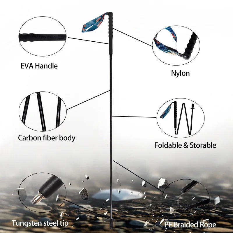 Okhealing Ultra Light Carbon Trekking Poles Folding Hiking Sticks