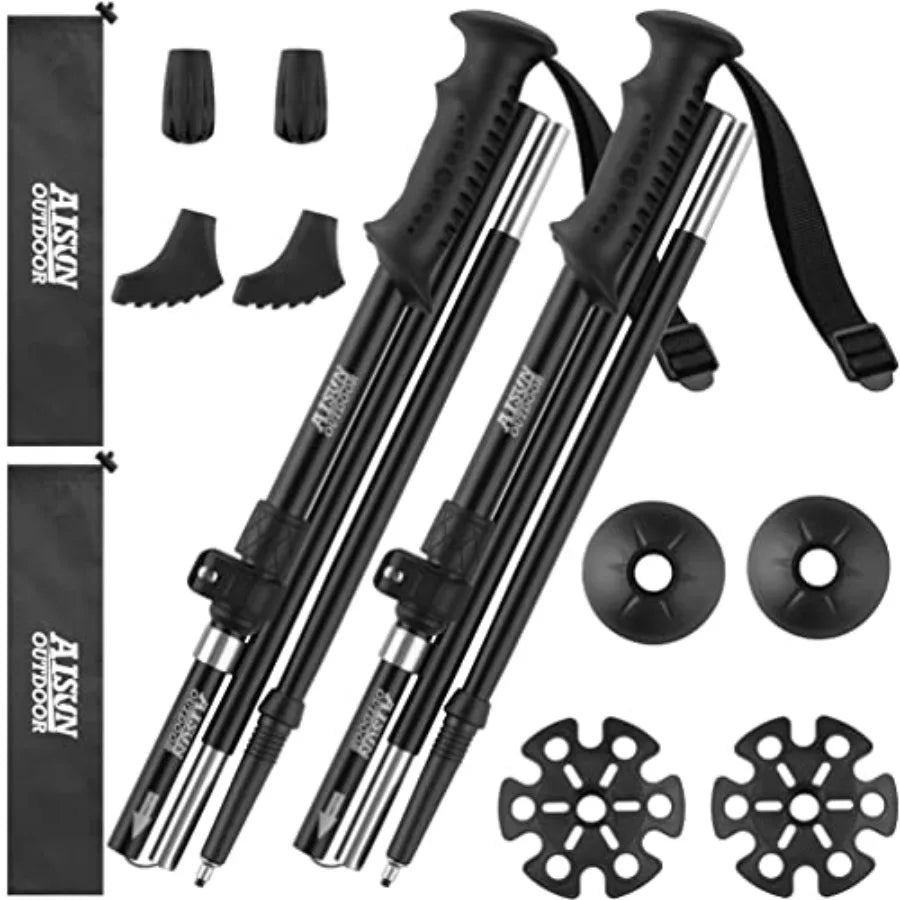 Lightweight Adjustable Trekking Poles Aluminum Collapsible For Women