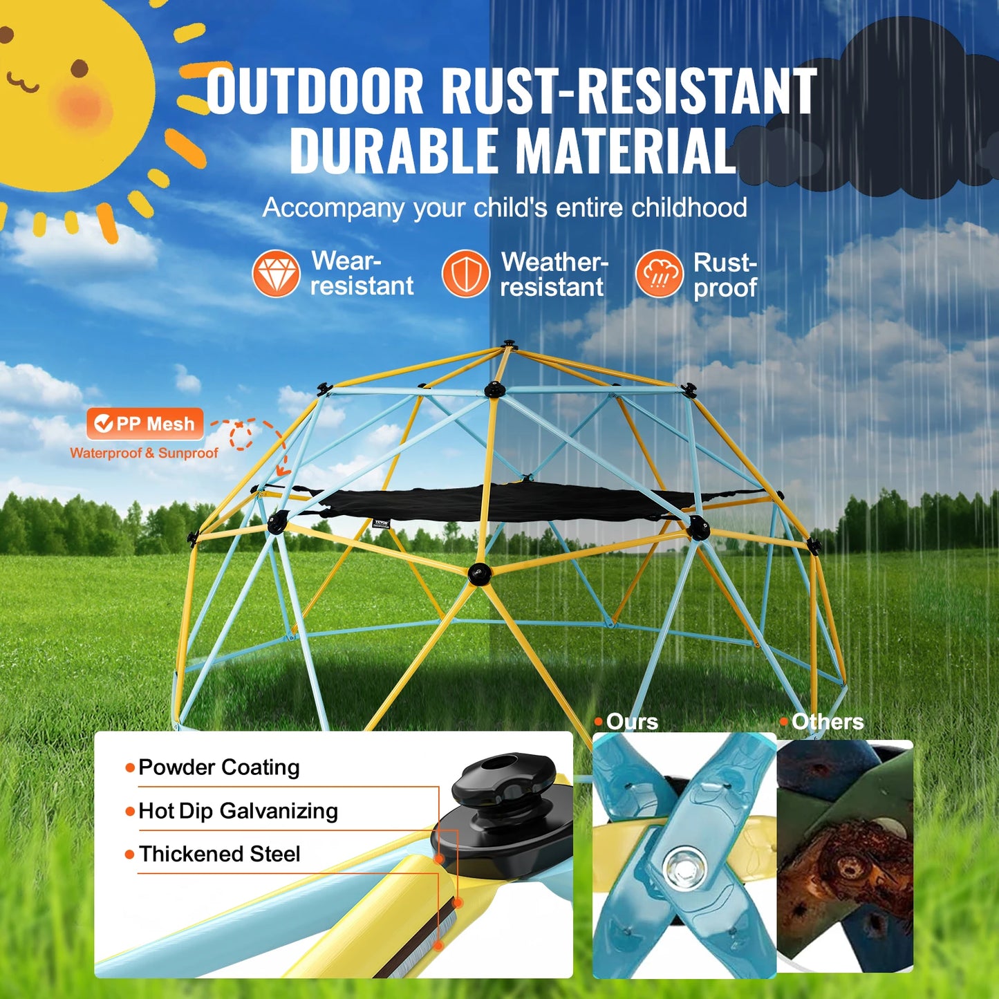 SucceBuy Geometric Dome Climber With Swing Hammock Outdoor