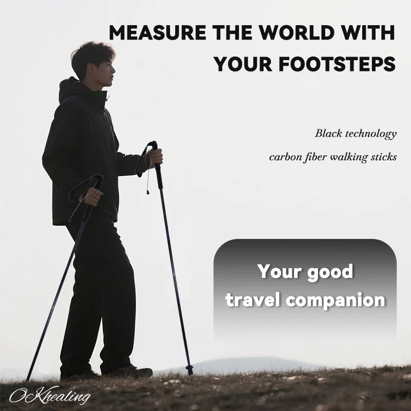 OKHEALING Carbon Fiber Ultralight Trekking Poles Foldable Hiking