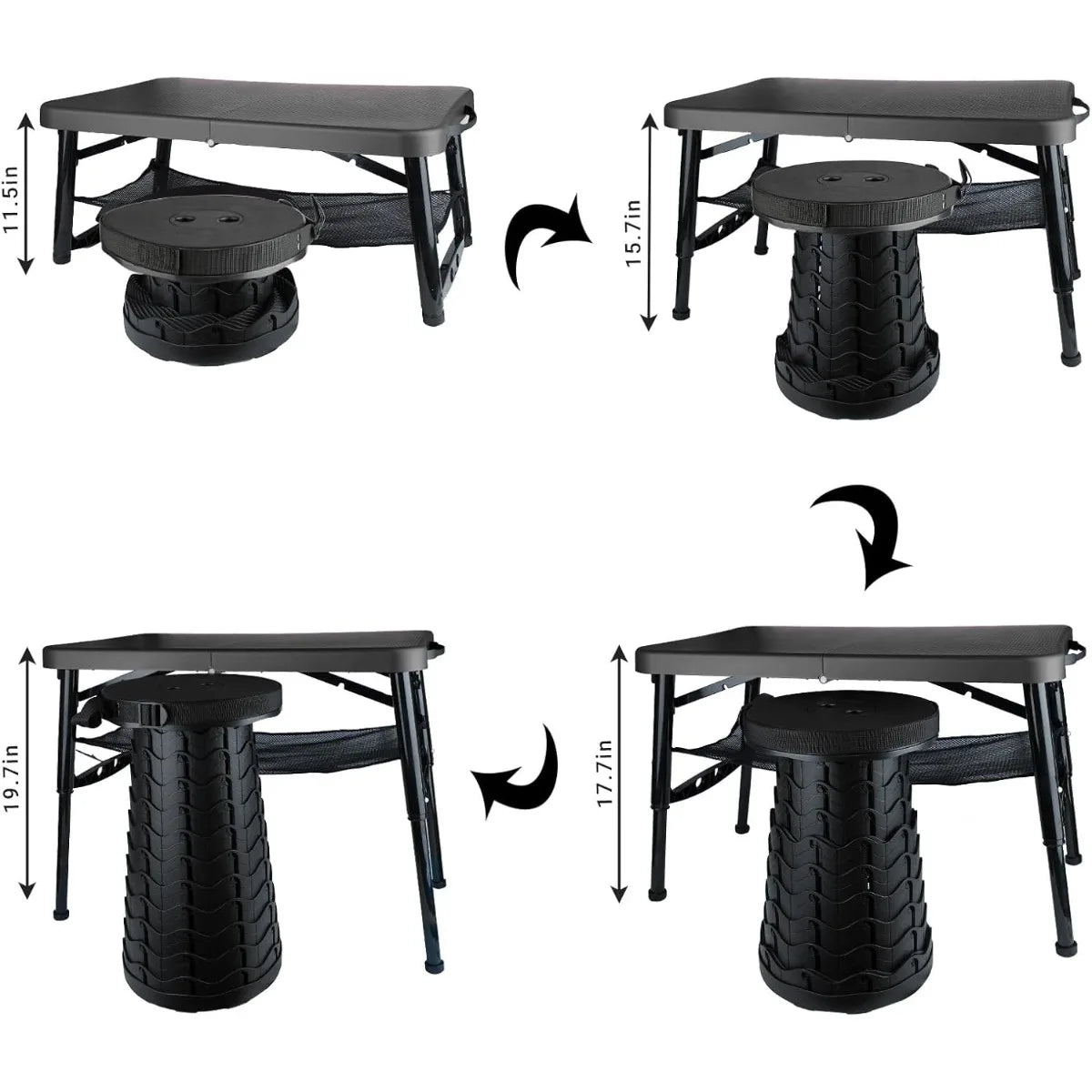 XIUWO Folding Table And Stool Set Portable Outdoor Adjustable Camping Table