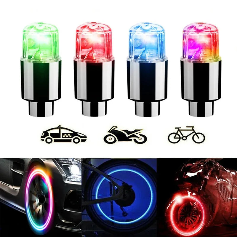 Durable Tire Valve Cap Lights For Cars Motorcycles Bicycles