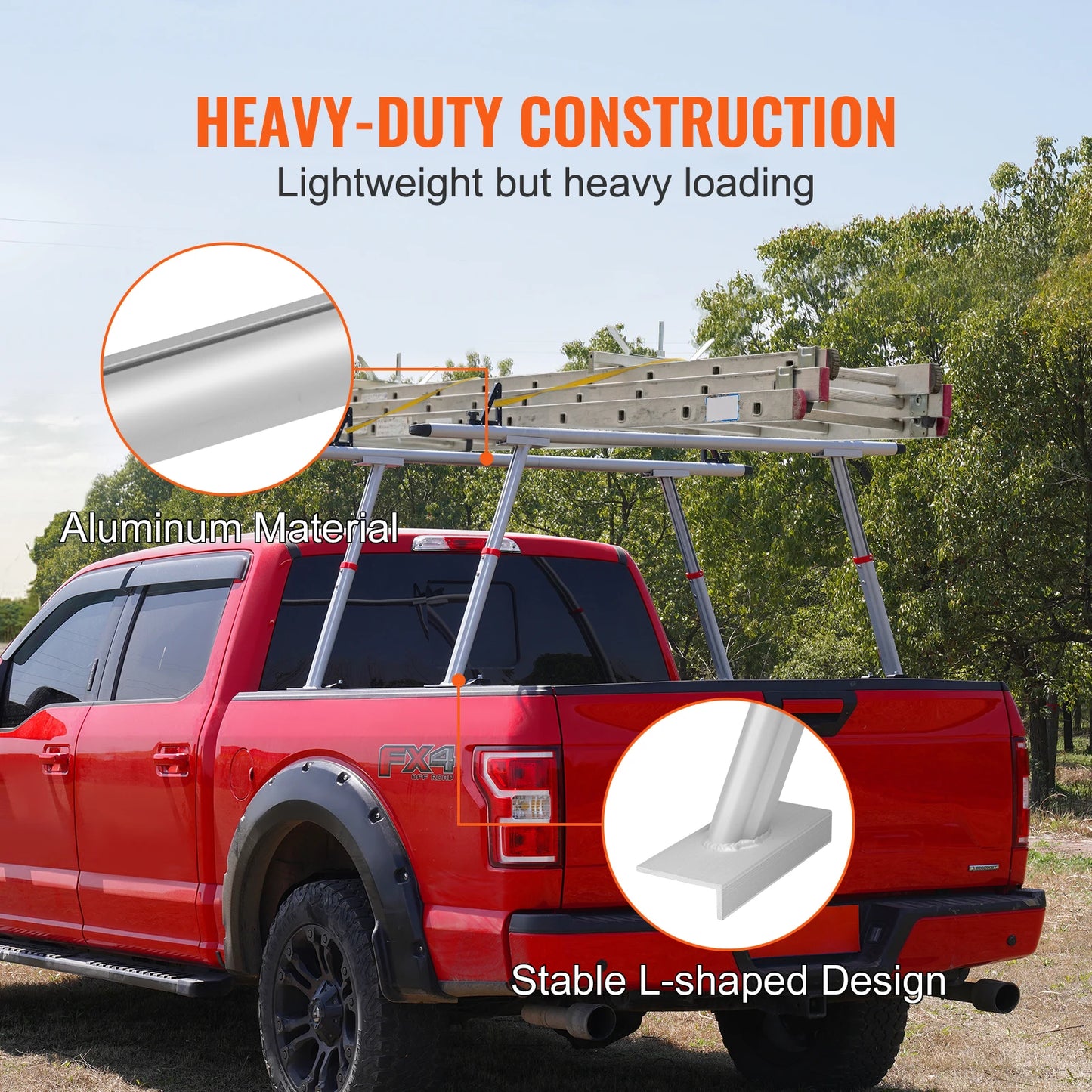 SucceBuy Aluminum Truck Rack 800 Lb Capacity For Trucks