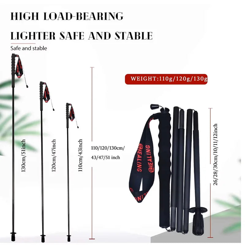 OKHEALING CN Carbon Fiber Foldable Trekking Poles 110g Ultra Light