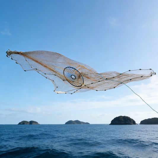 Portable Handheld Cast Net With Built In Sinkers For Freshwater And Saltwater
