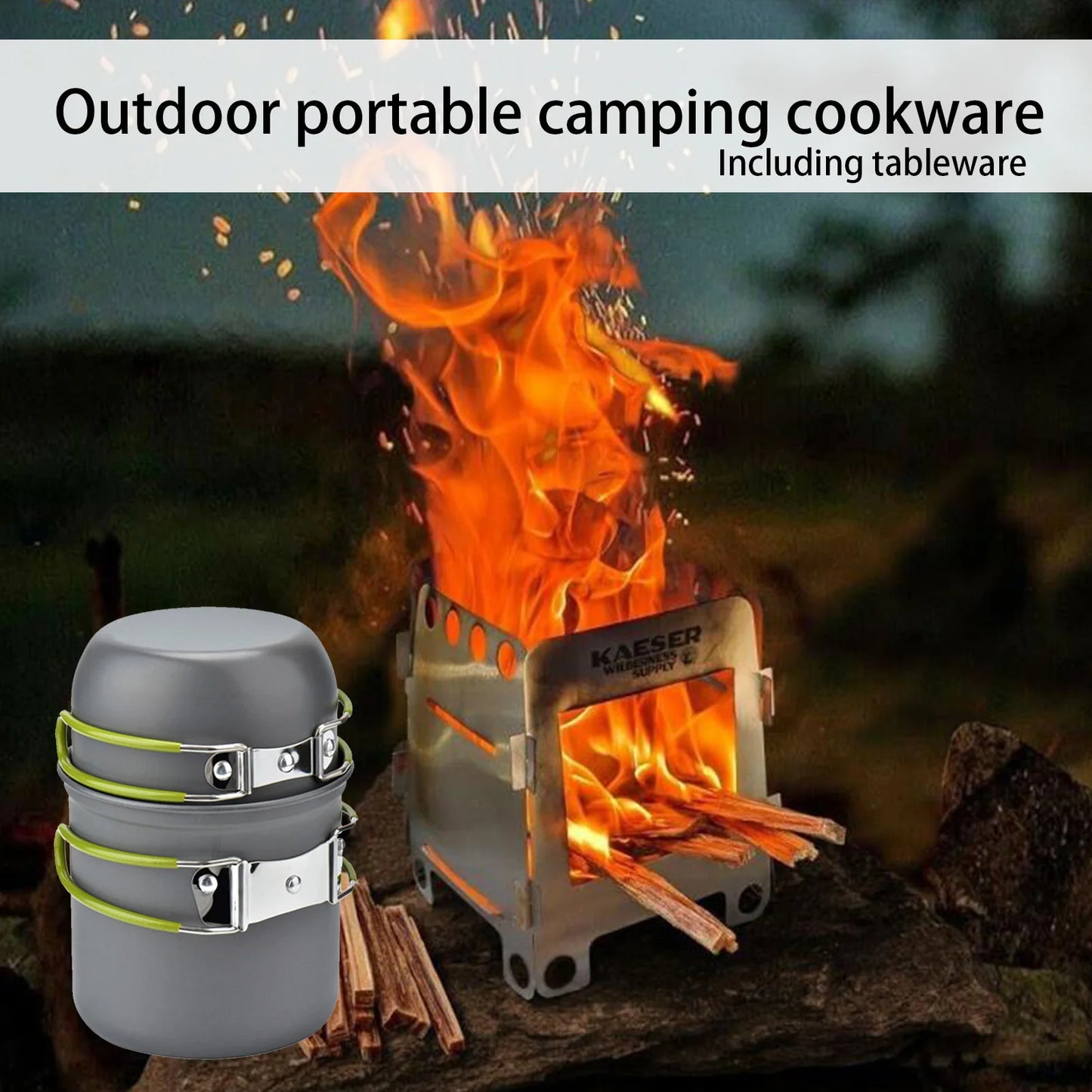 ACRDDKH Portable Camping Cookware Set With Utensils