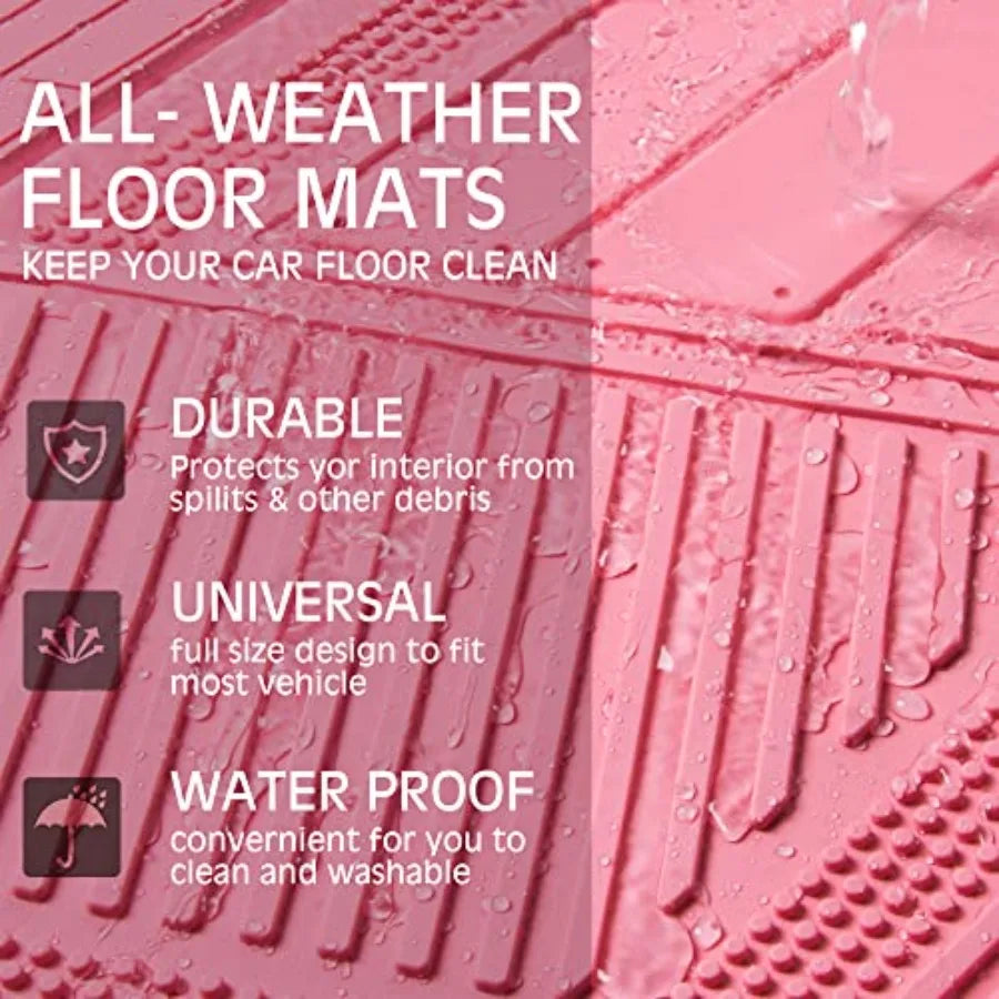 Heavy Duty Rubber Floor Mats 4Piece Trim to Fit Vehicles