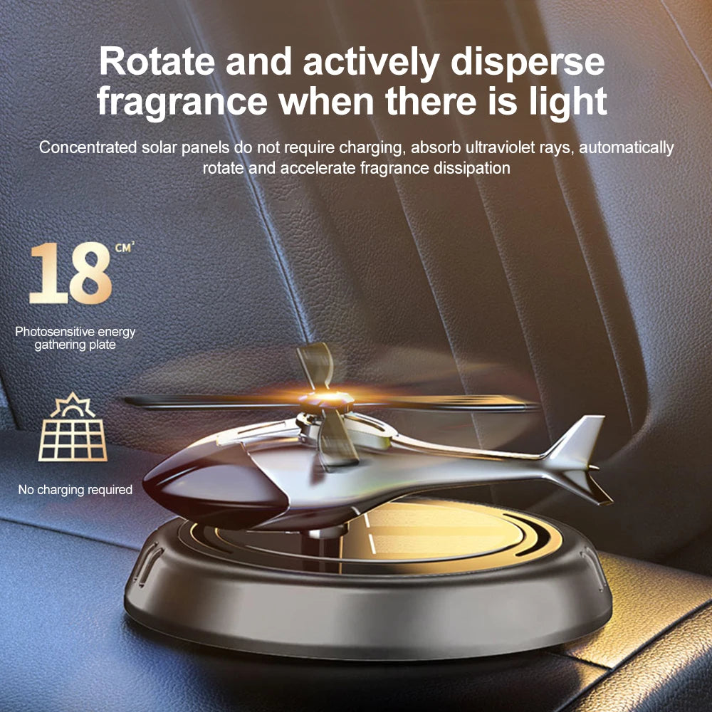Ticify Solar Powered Rotating Helicopter Car Aromatherapy Diffuser