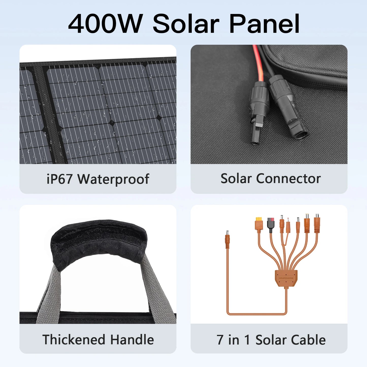 MHPOWOS 400W Portable Foldable Solar Panel Power Backup For Outdoor Activities