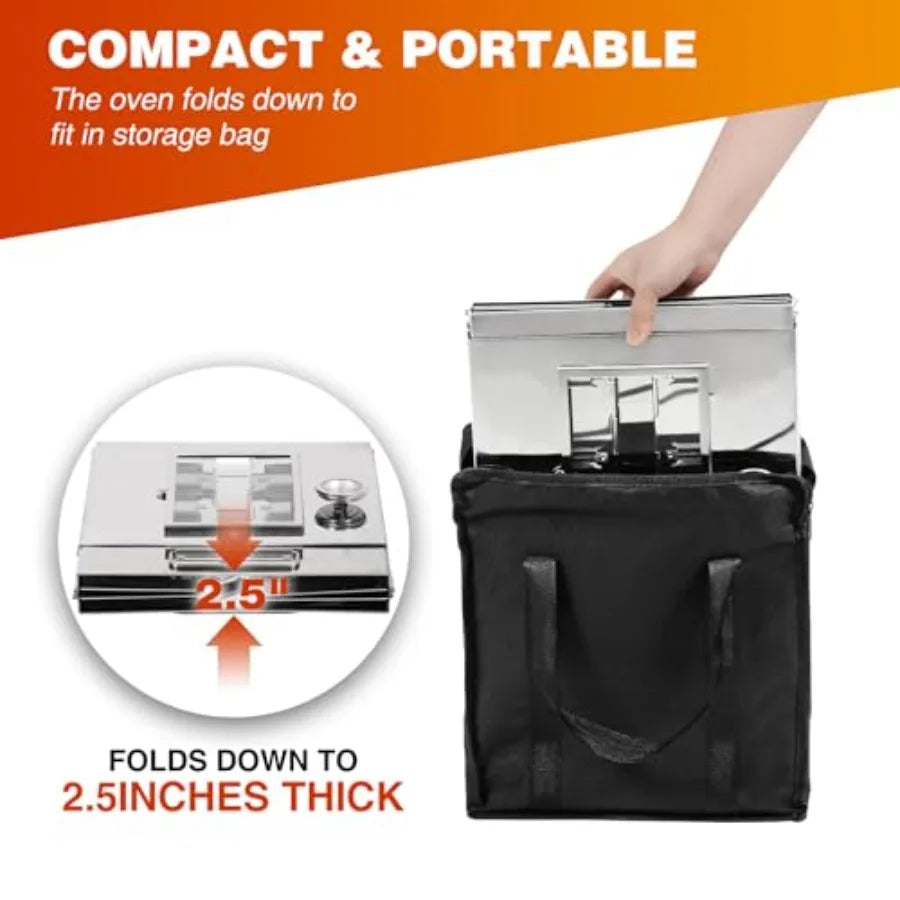 OLOEY Foldable Camping Oven 2-Tier Grill Portable Stove Thermometer