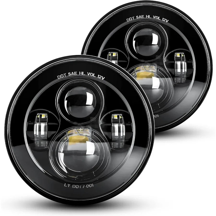 Round LED Headlights For Jeep Wrangler JK TJ Sealed Beam