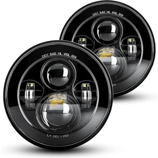 Round LED Headlights For Jeep Wrangler JK TJ Sealed Beam