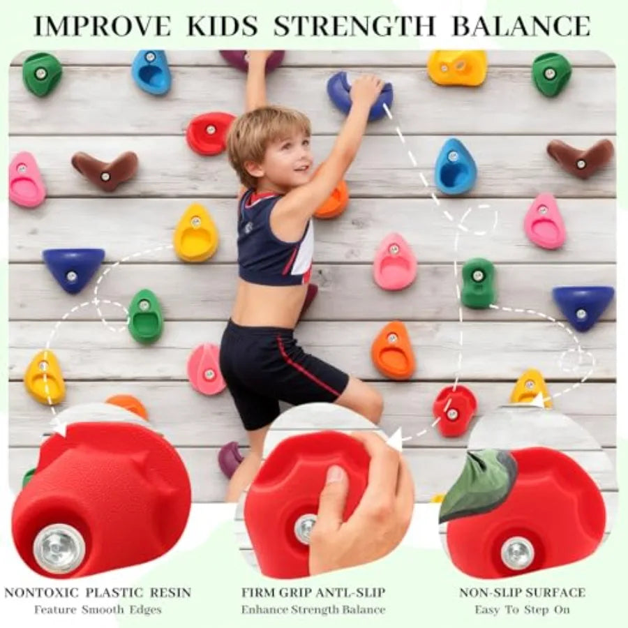 Rock Climbing Holds Set 32 Pieces For Indoor Outdoor Walls