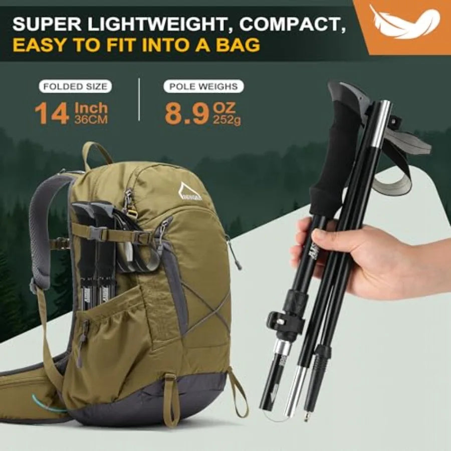 Lightweight Adjustable Trekking Poles Aluminum Collapsible For Women
