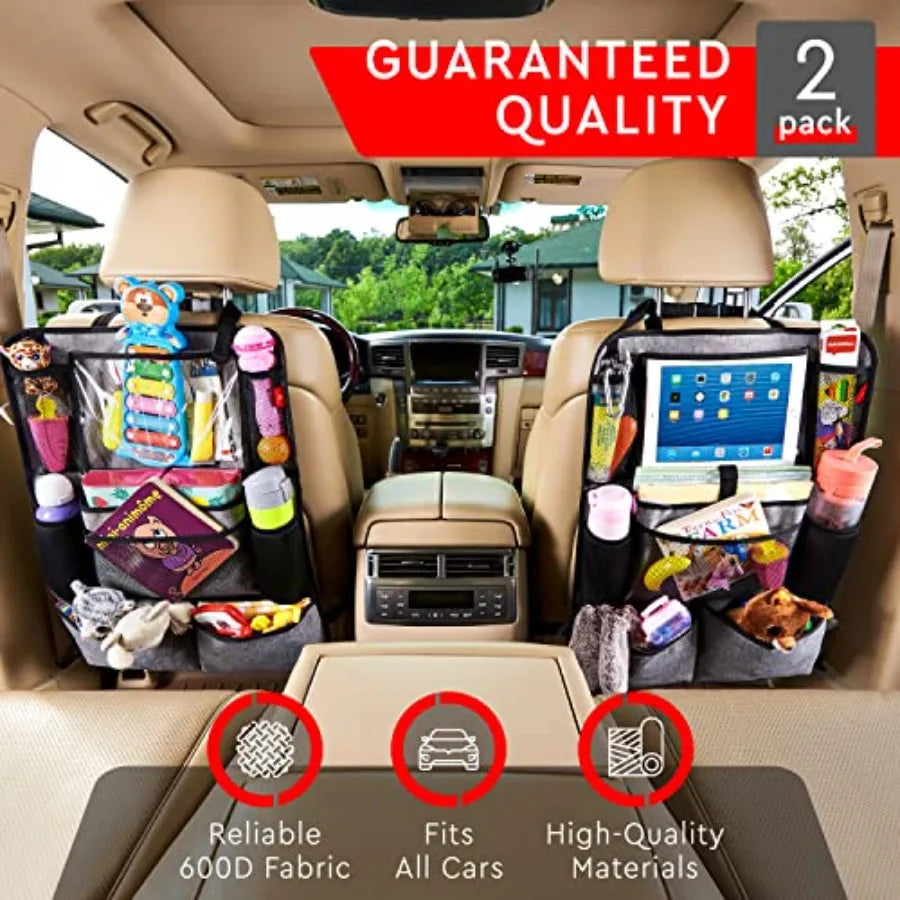Backseat Car Organizer Kick Mats With Touch Screen Tablet Holder