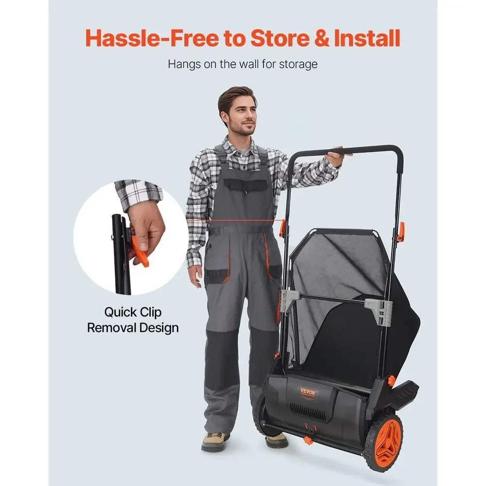Heavy Duty Lawn Sweeper With Steel Mesh Bag And Brushes