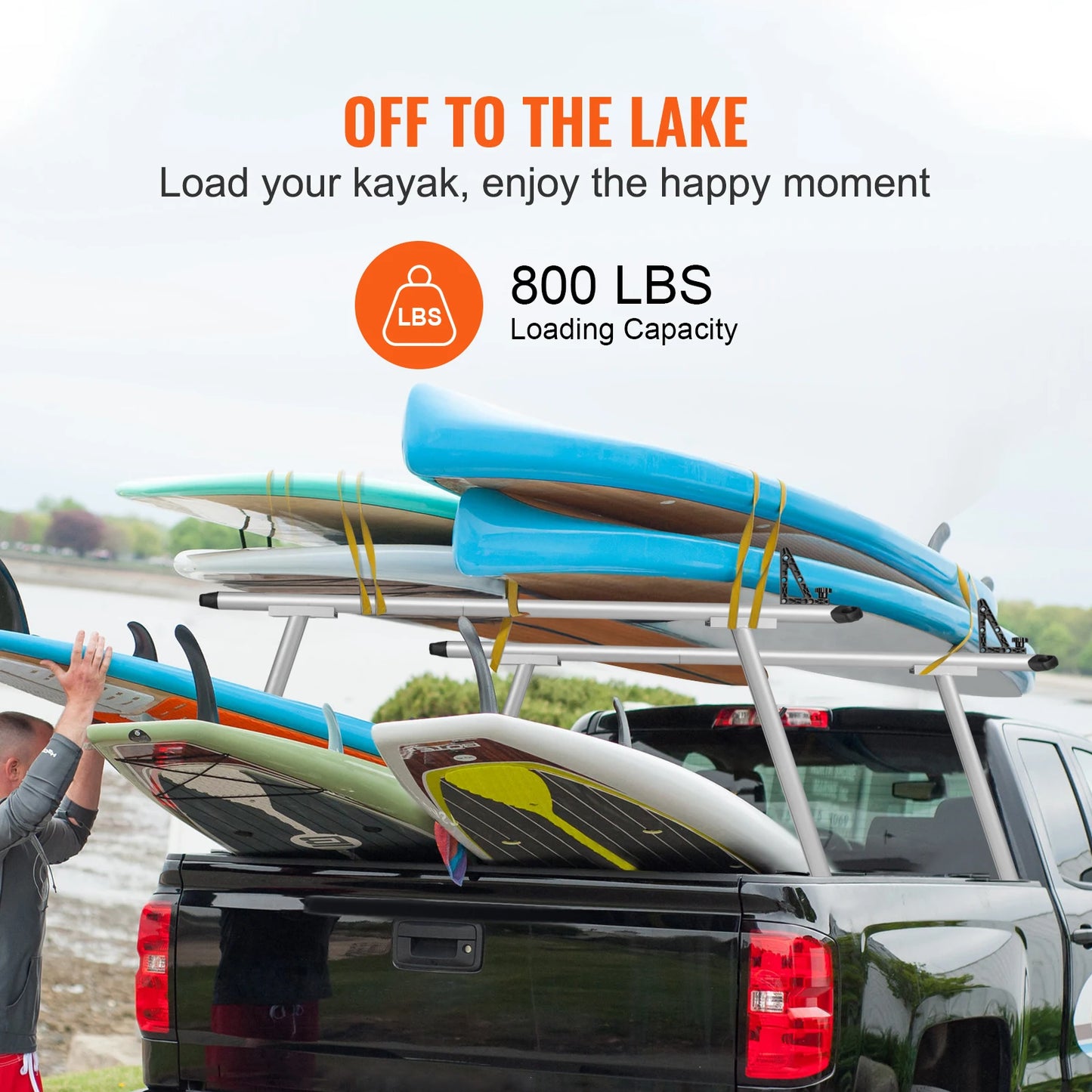 SucceBuy Aluminum Truck Rack 800 Lb Capacity For Trucks