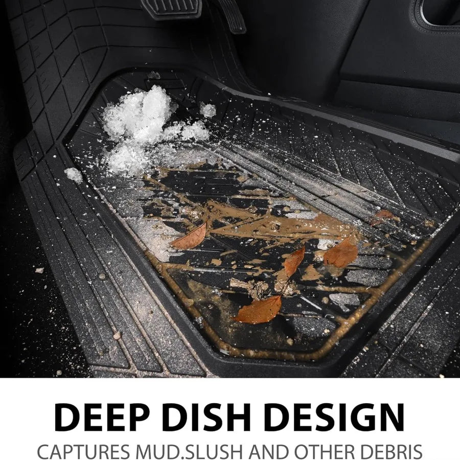 Heavy Duty Rubber Car Floor Mats All Weather Universal Fit