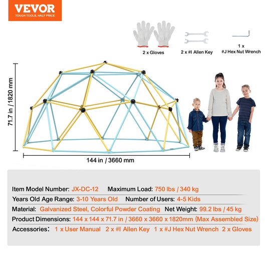 SucceBuy Geometric Dome Climber With Swing Hammock Outdoor