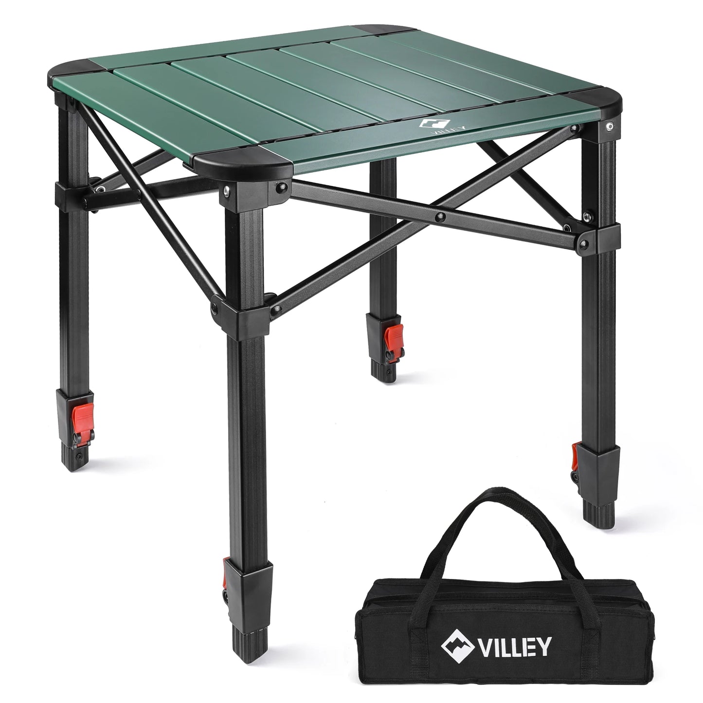 VILLEY Folding Camping Square Table With Carry Bag Aluminum Lightweight Outdoor