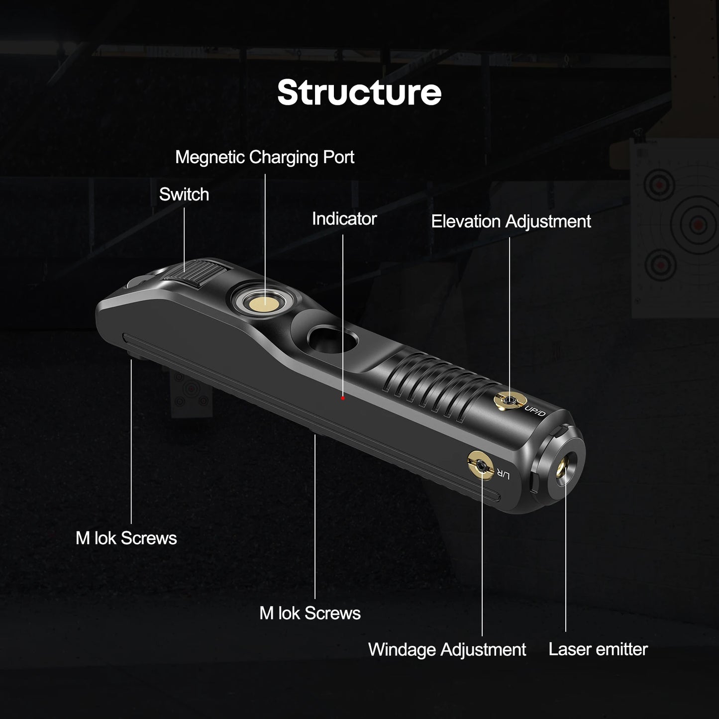 Magnetic Charging Laser Sight For Rifle Windage Elevation Adjustment
