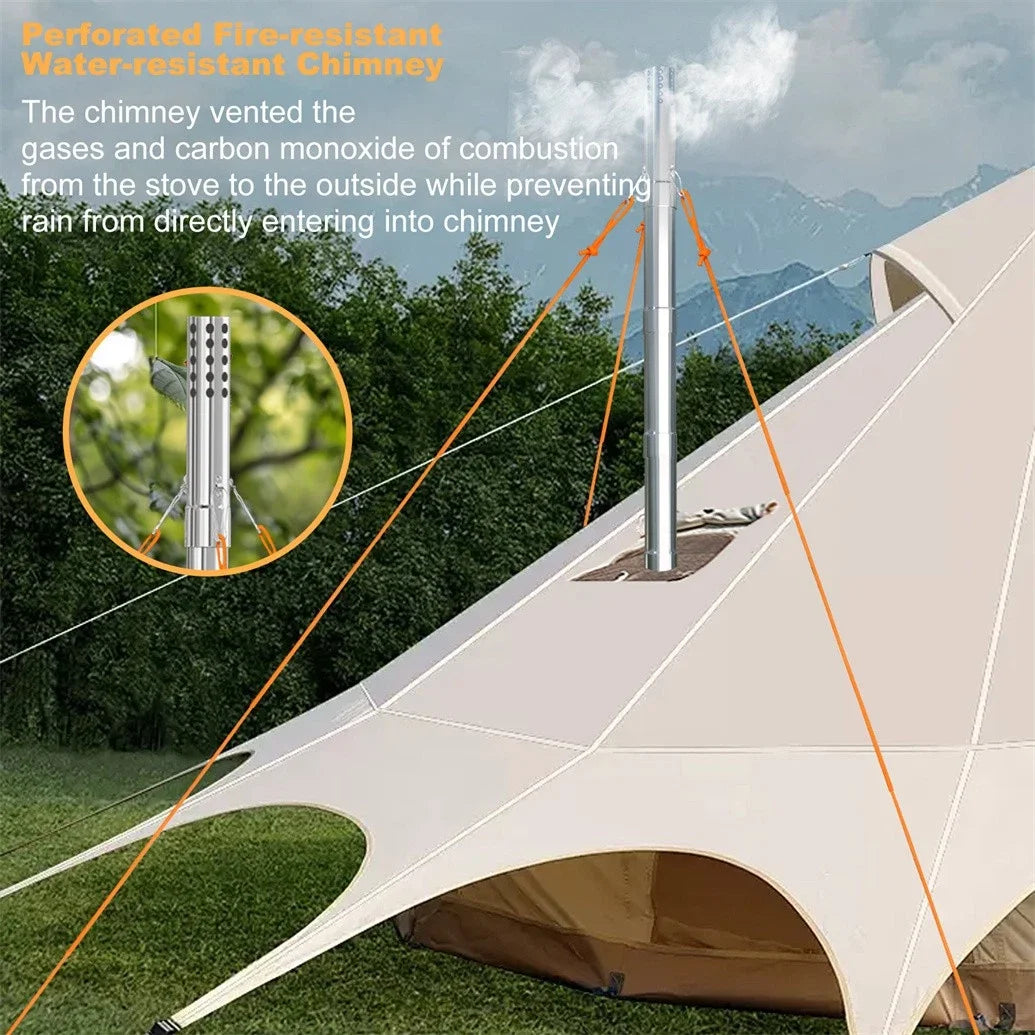 Hot Tent Stove Portable Wood Burning Stove With Stainless Pipes