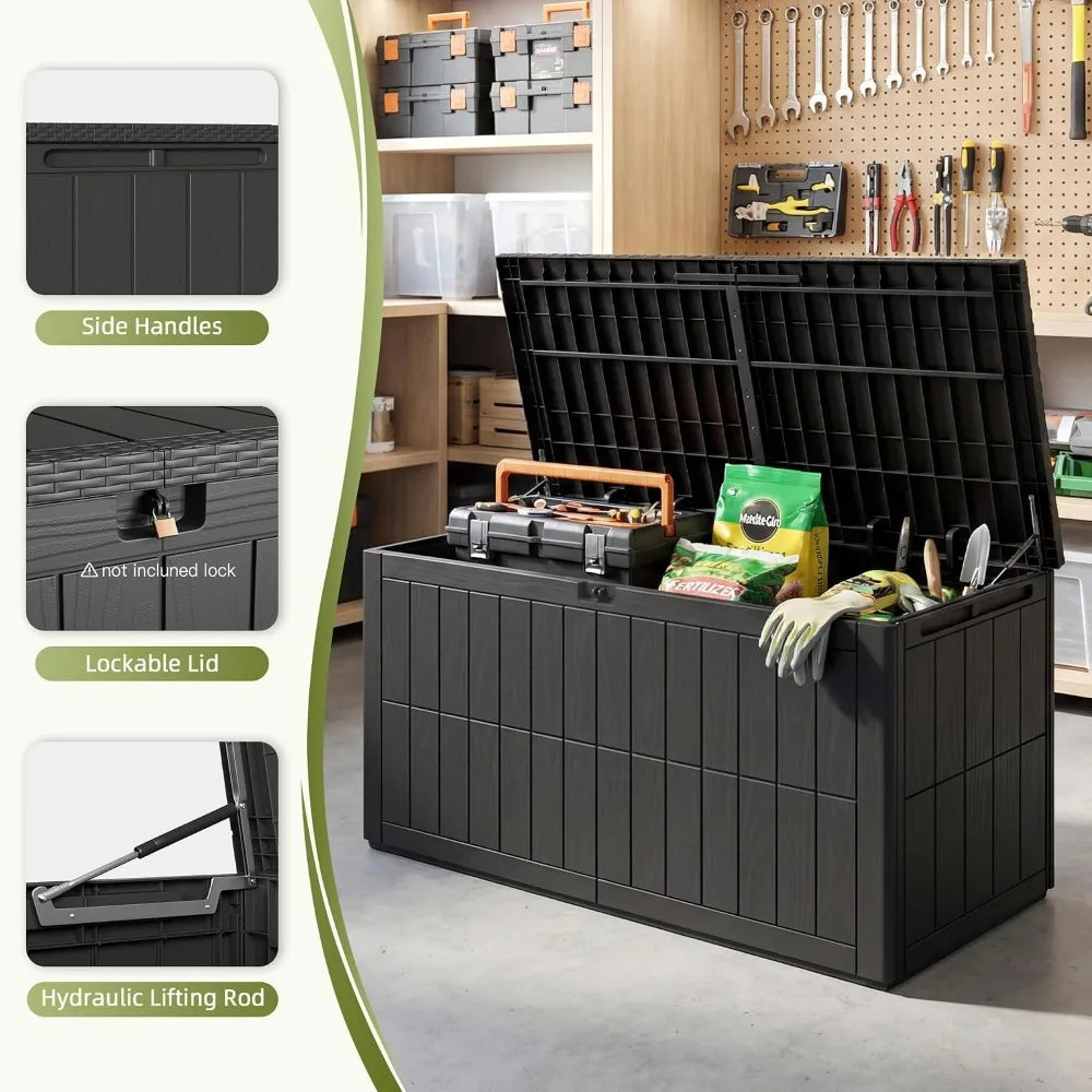 Lockable Waterproof Resin Outdoor Storage Box for Patio and Tools