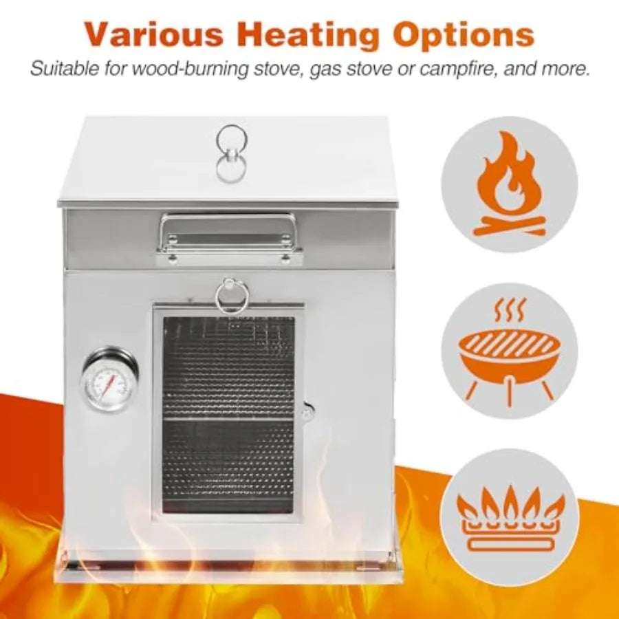 OLOEY Foldable Camping Oven 2-Tier Grill Portable Stove Thermometer