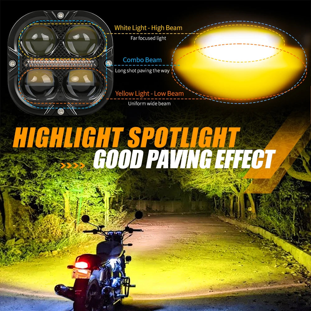 BraveWAY LED Projector Spotlight Fog Light For Adventure Motorcycles