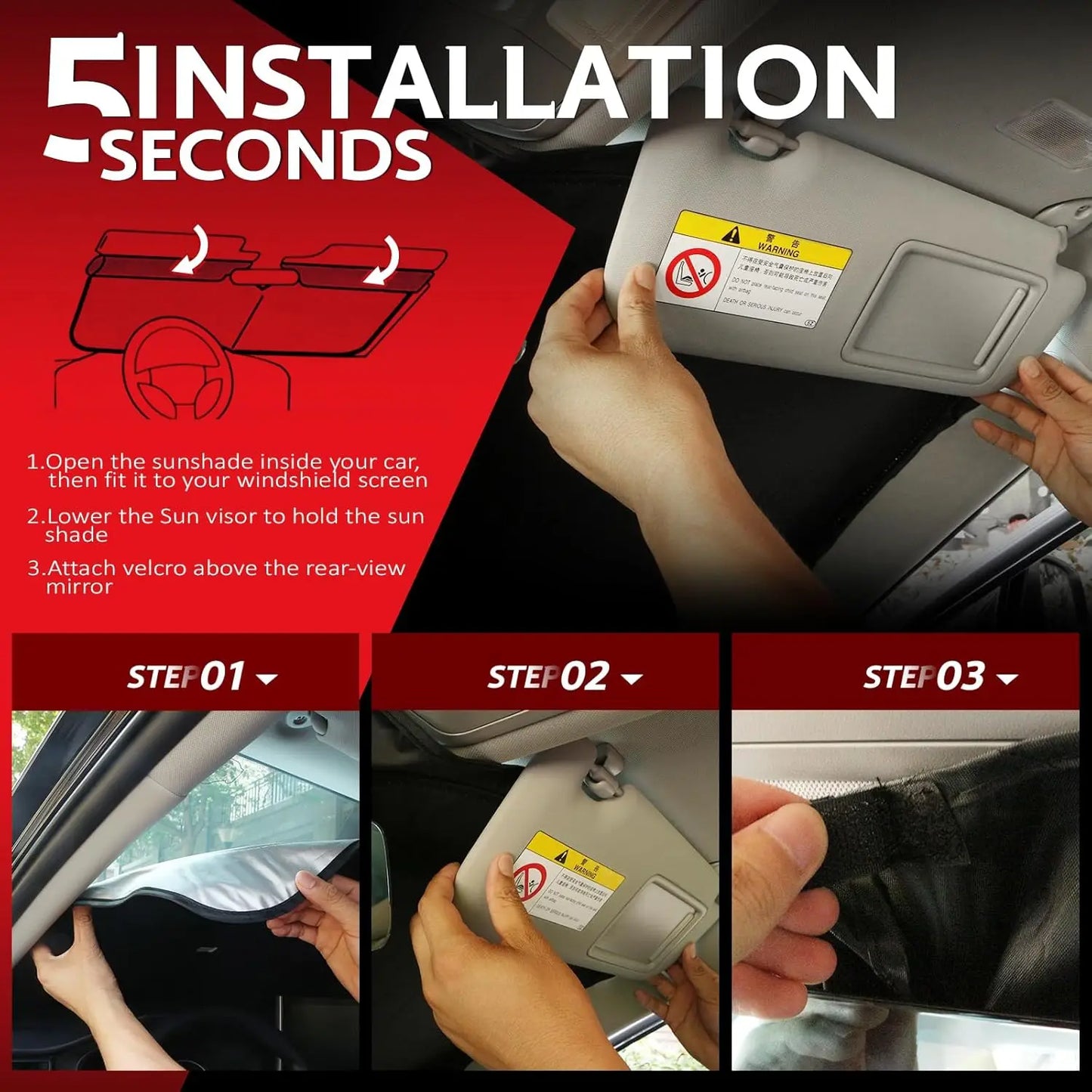Toyota Sienna Foldable Front Window Sunshade Custom Fit