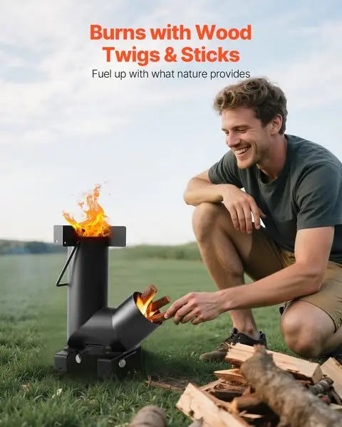 Camping Rocket Stove Portable Wood Burning Stove With Carry Bag
