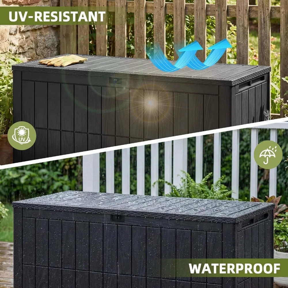 Lockable Waterproof Resin Outdoor Storage Box for Patio and Tools