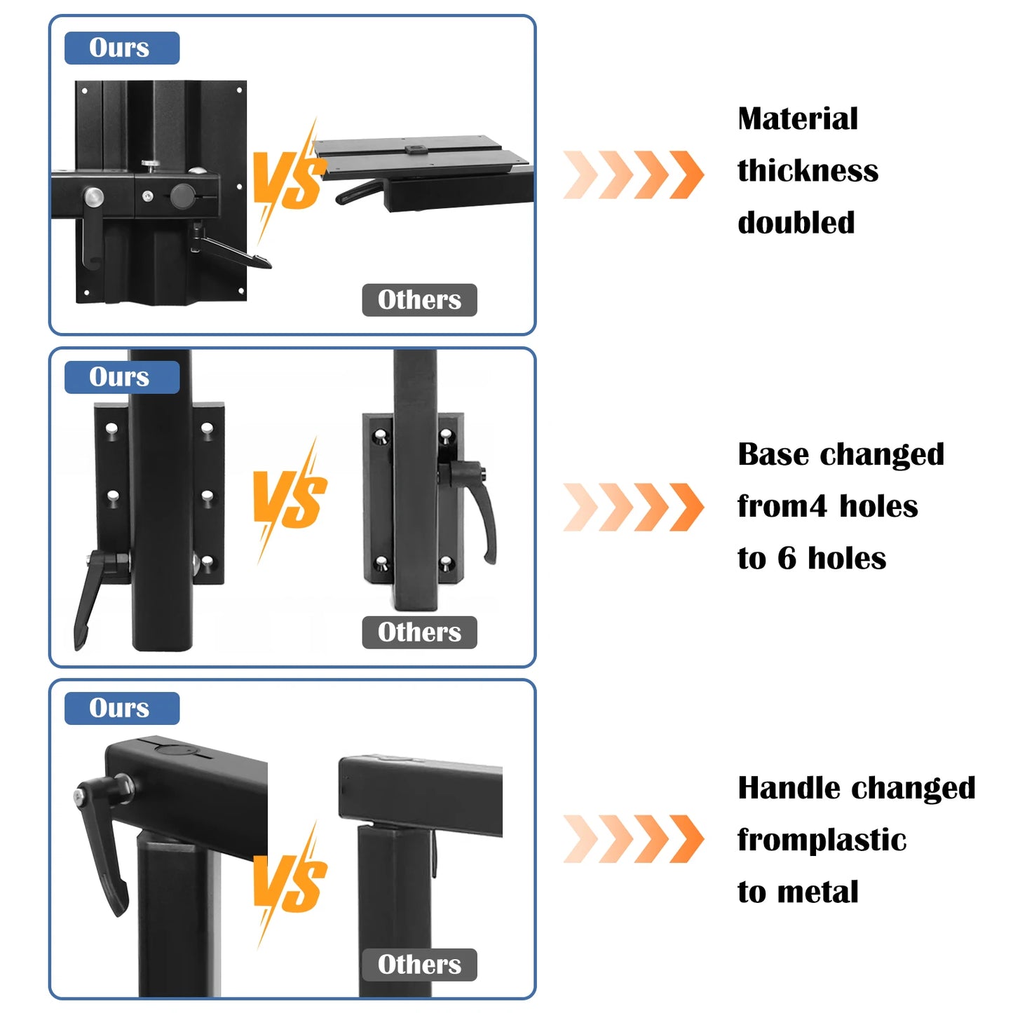 RV Folding Table Legs 360 Degree Rotatable Detachable Aluminum