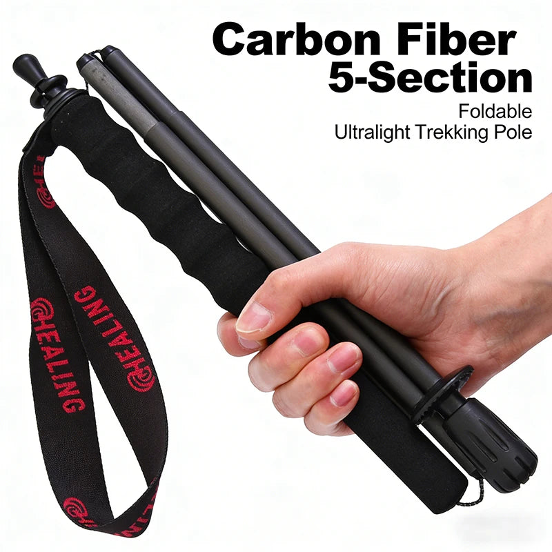 OKHEALING Carbon Fiber Ultralight Trekking Poles Foldable Hiking