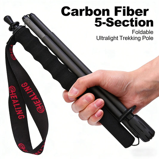OKHEALING Carbon Fiber Ultralight Trekking Poles Foldable Hiking