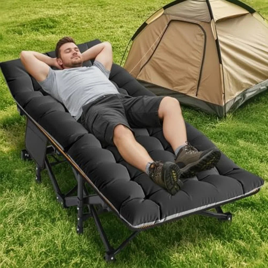 Folding Camping Cot for Adults With Mattress 500 Lb Capacity