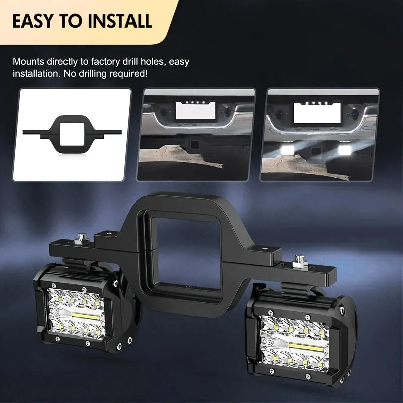 60W LED Light Bar With Tow Hitch Mount Brackets Offroad